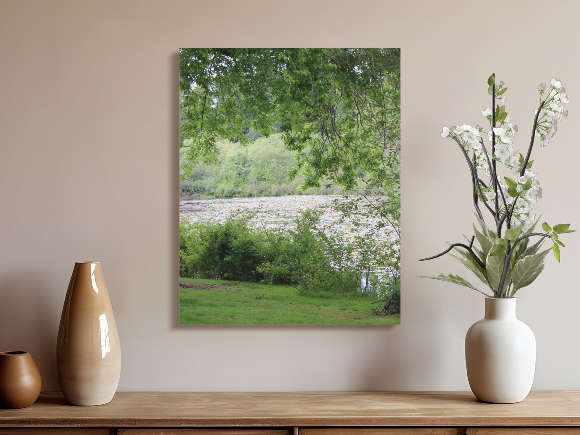 Serene Lakeside Springtime Nature Wall Art product