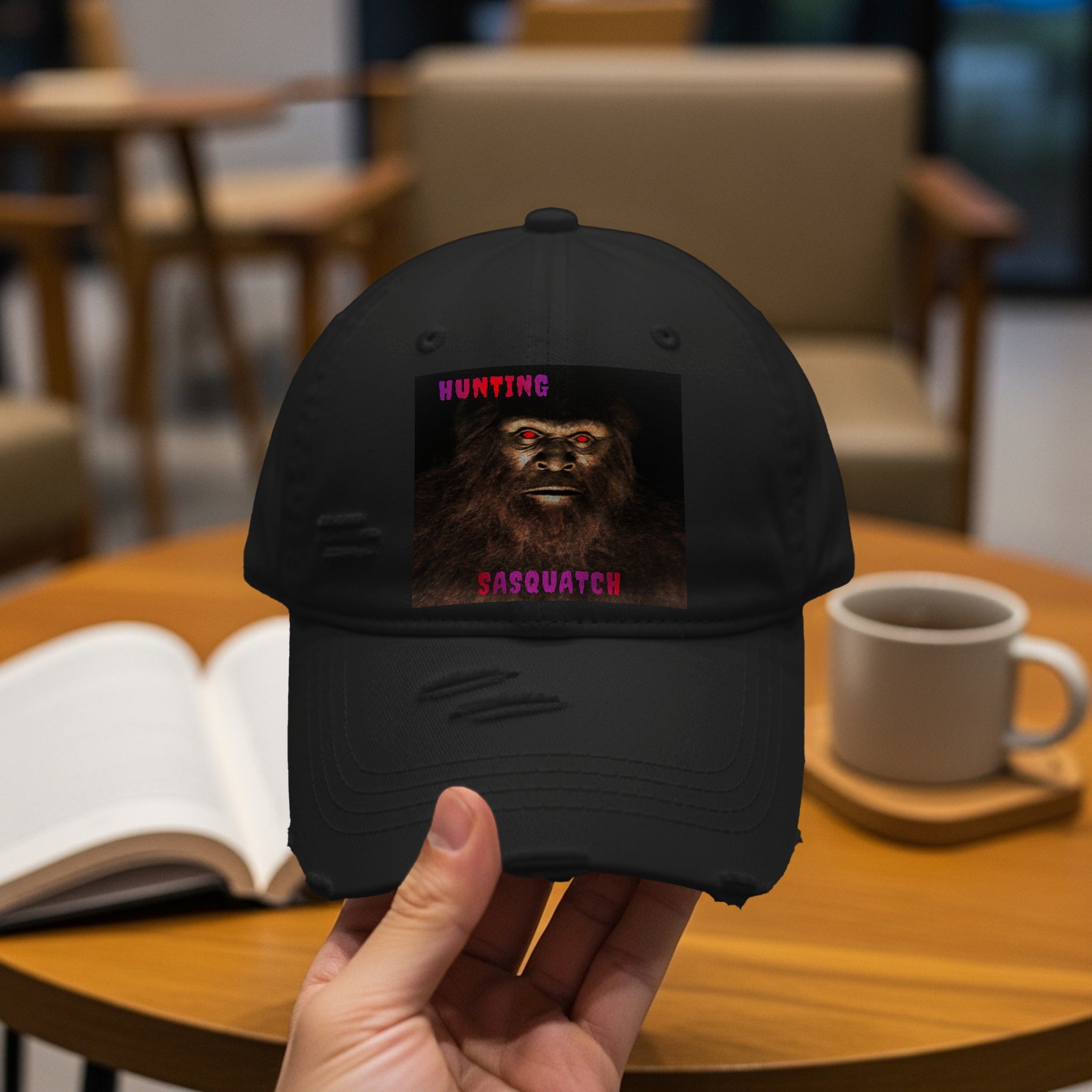 Hunting Sasquatch Embroidered Distressed Hat product