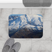 Majestic Snow-Covered Mountain Landscape Bath Mat