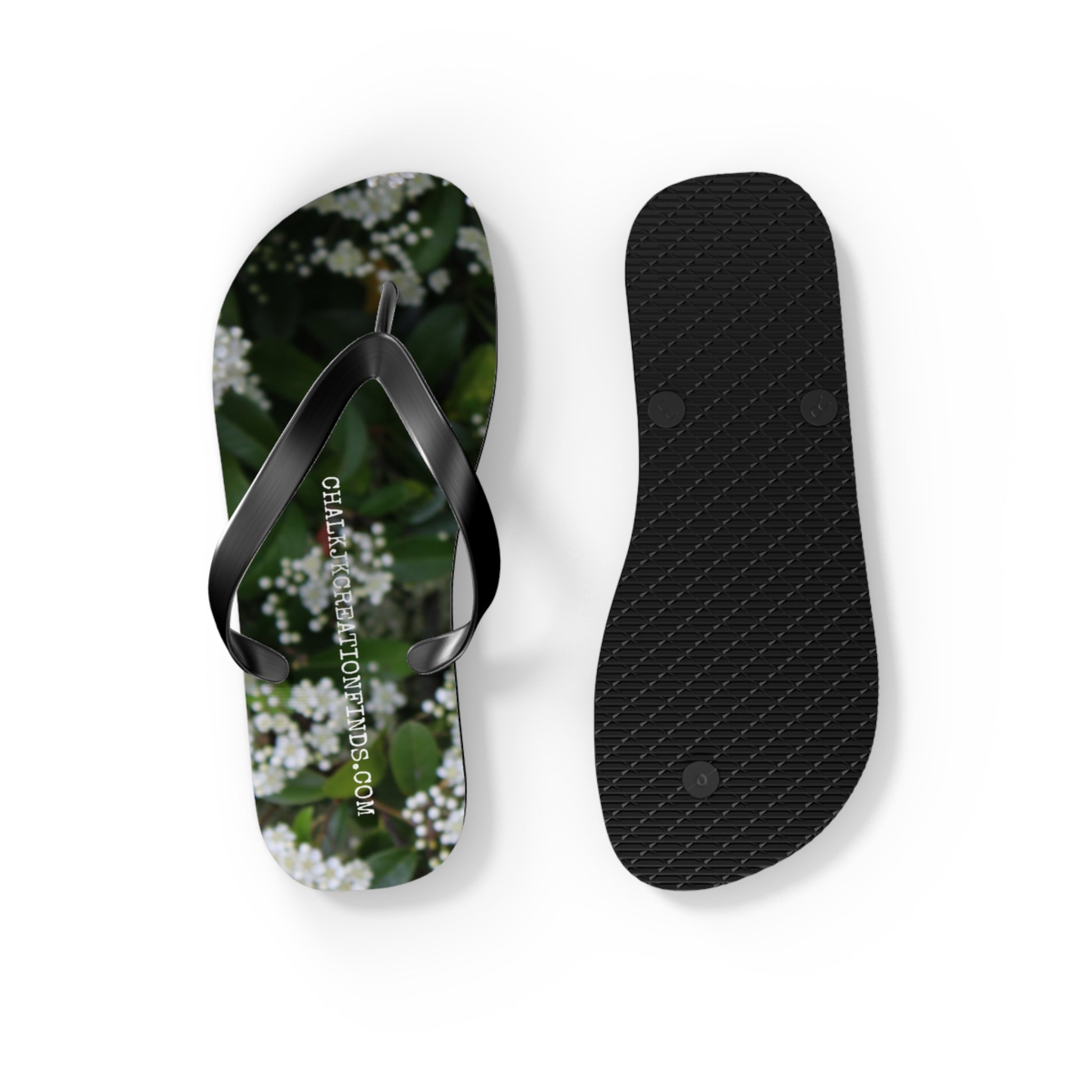 Floral Design Flip Flops Green White Custom Product