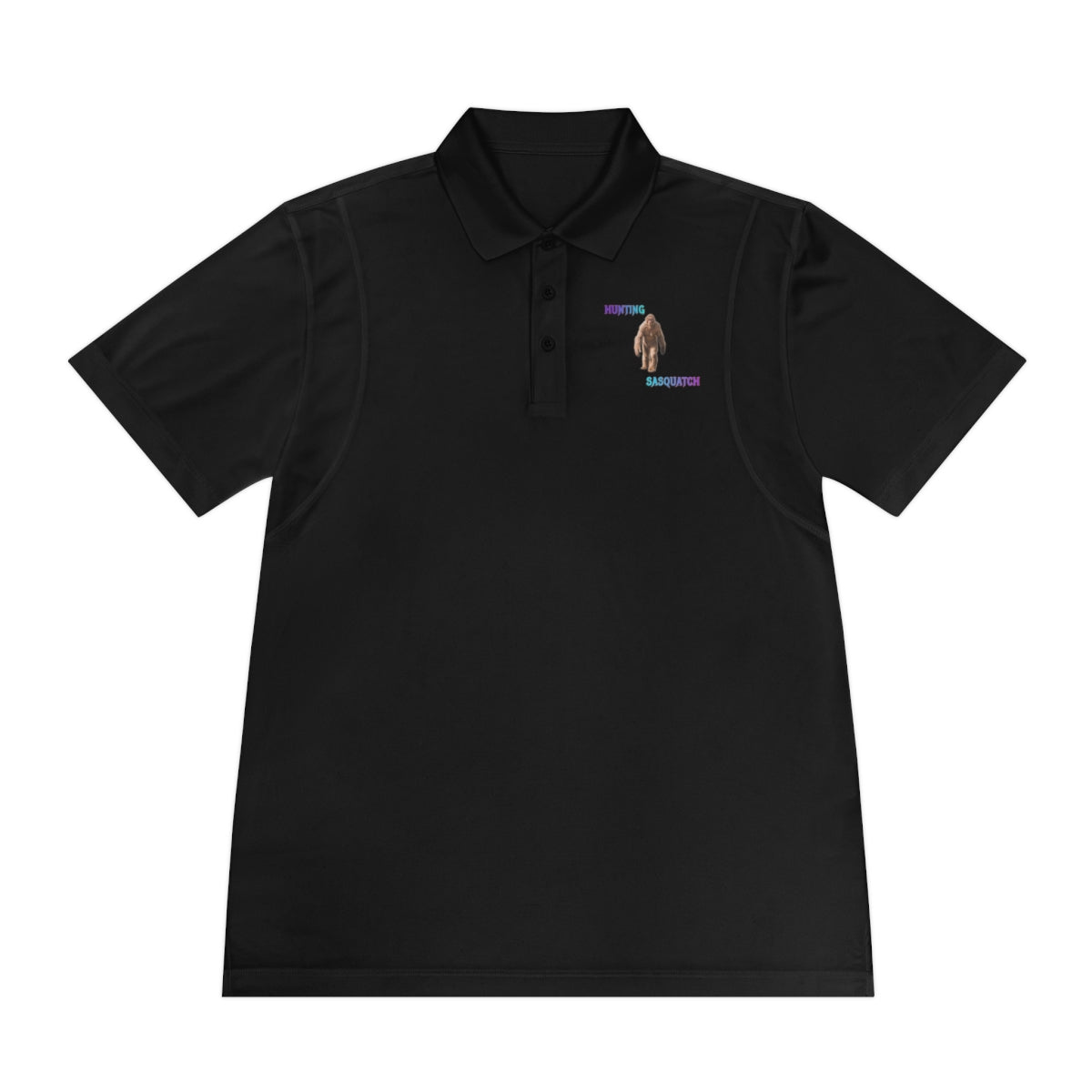 Sasquatch Embroidered Design Black Polo Shirt