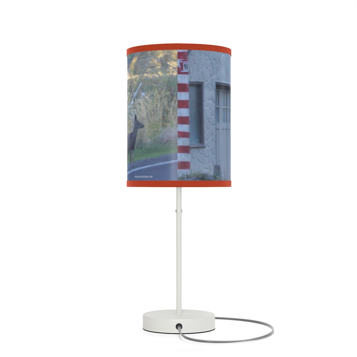 Deer by Roadside Scene Table Lamp Product