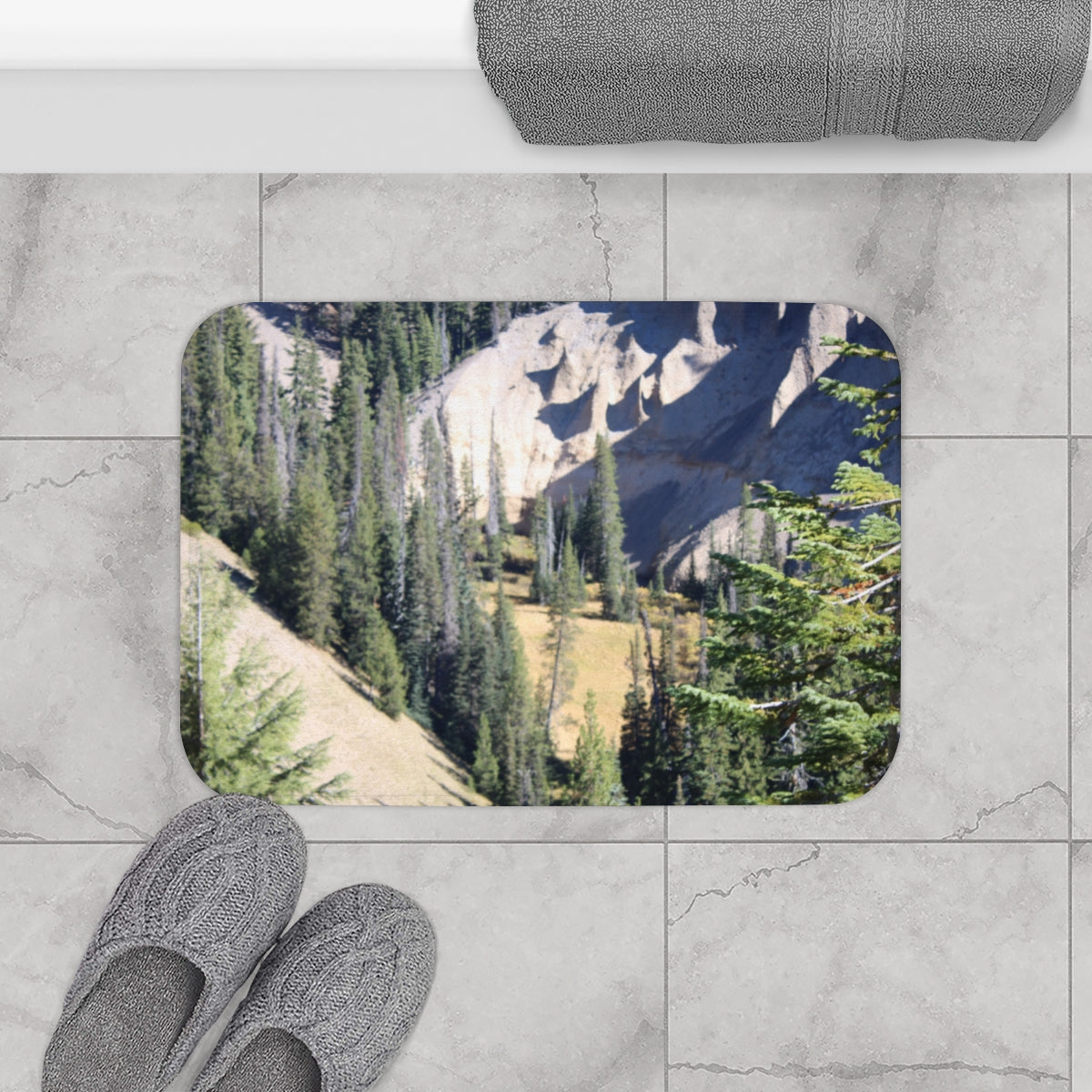 Scenic Mountain Landscape Bathroom Mat