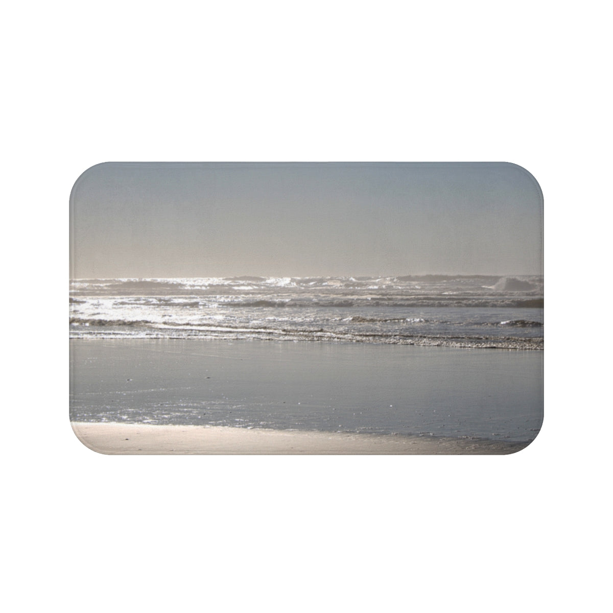 Serene Coastal Morning Scenic View Bathroom Mat
