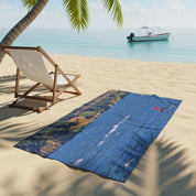 Scenic Beach with Boat and Palm Tree Towel product type