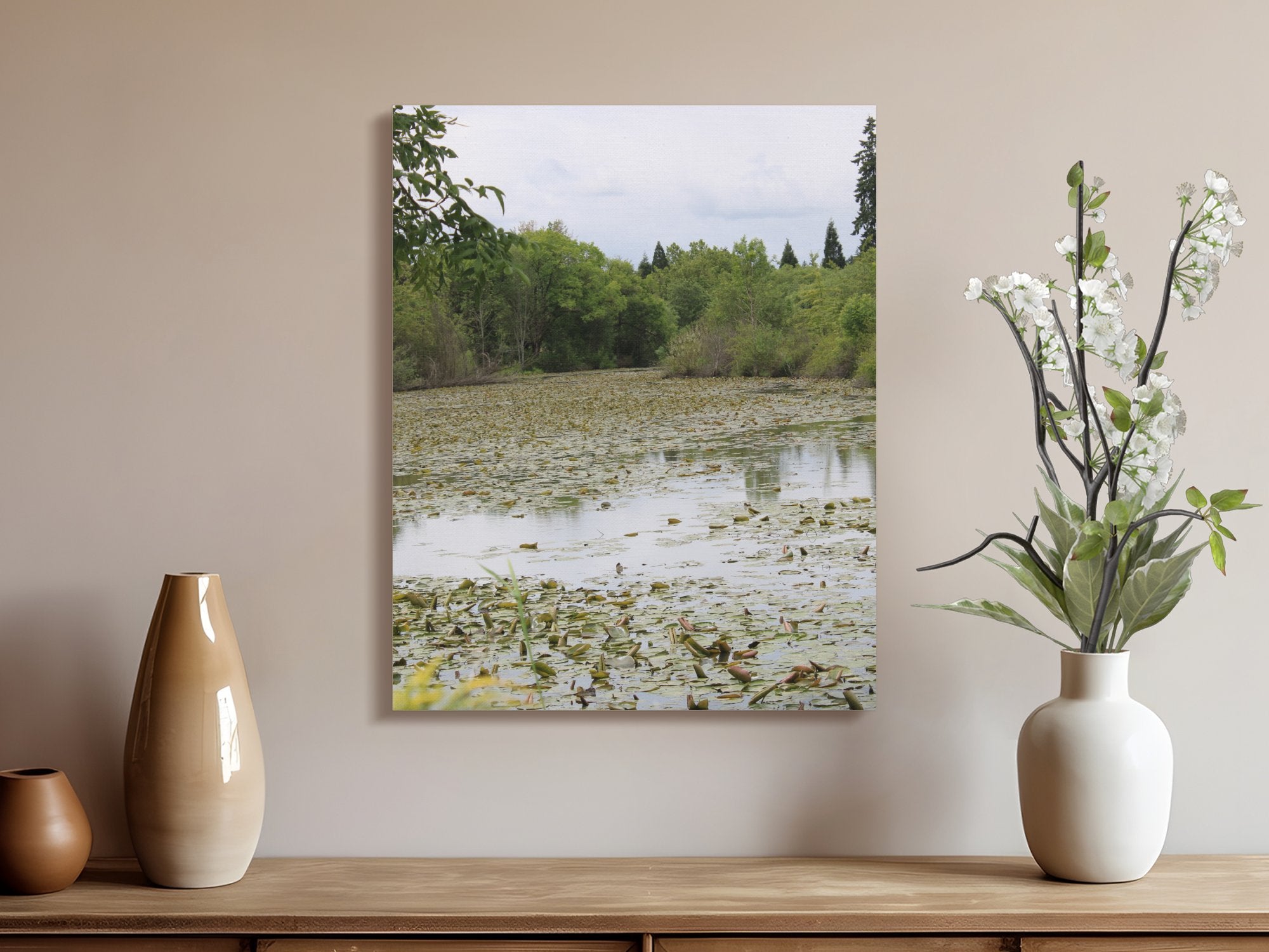 Serene Water Lily Pond Artistic Canvas product type