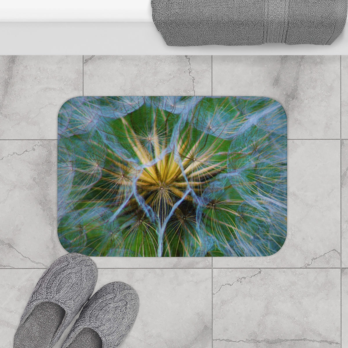 Abstract Dandelion Design on Bathroom Mat Product