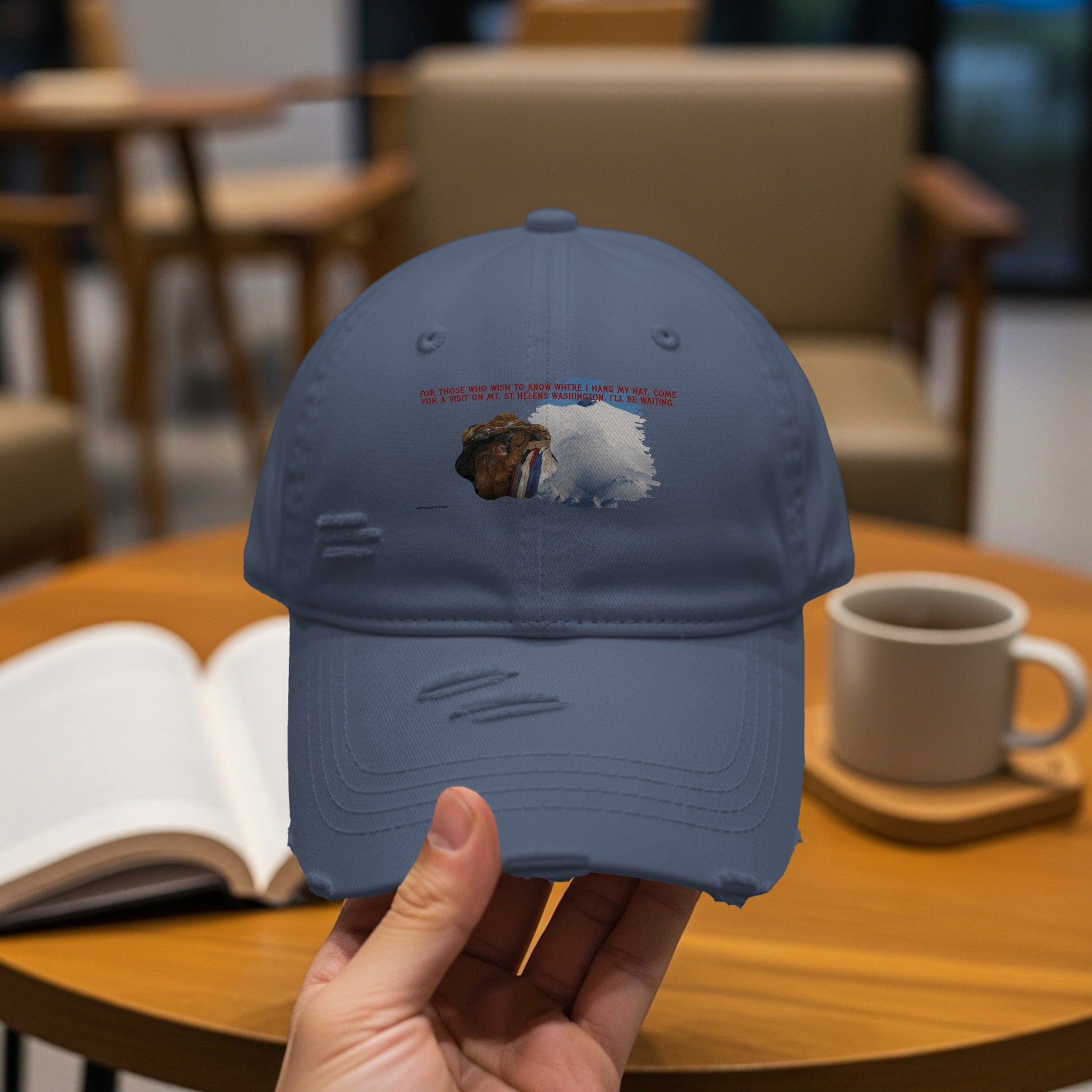 Distressed Blue Cap with Cute Sheep Design Hat product