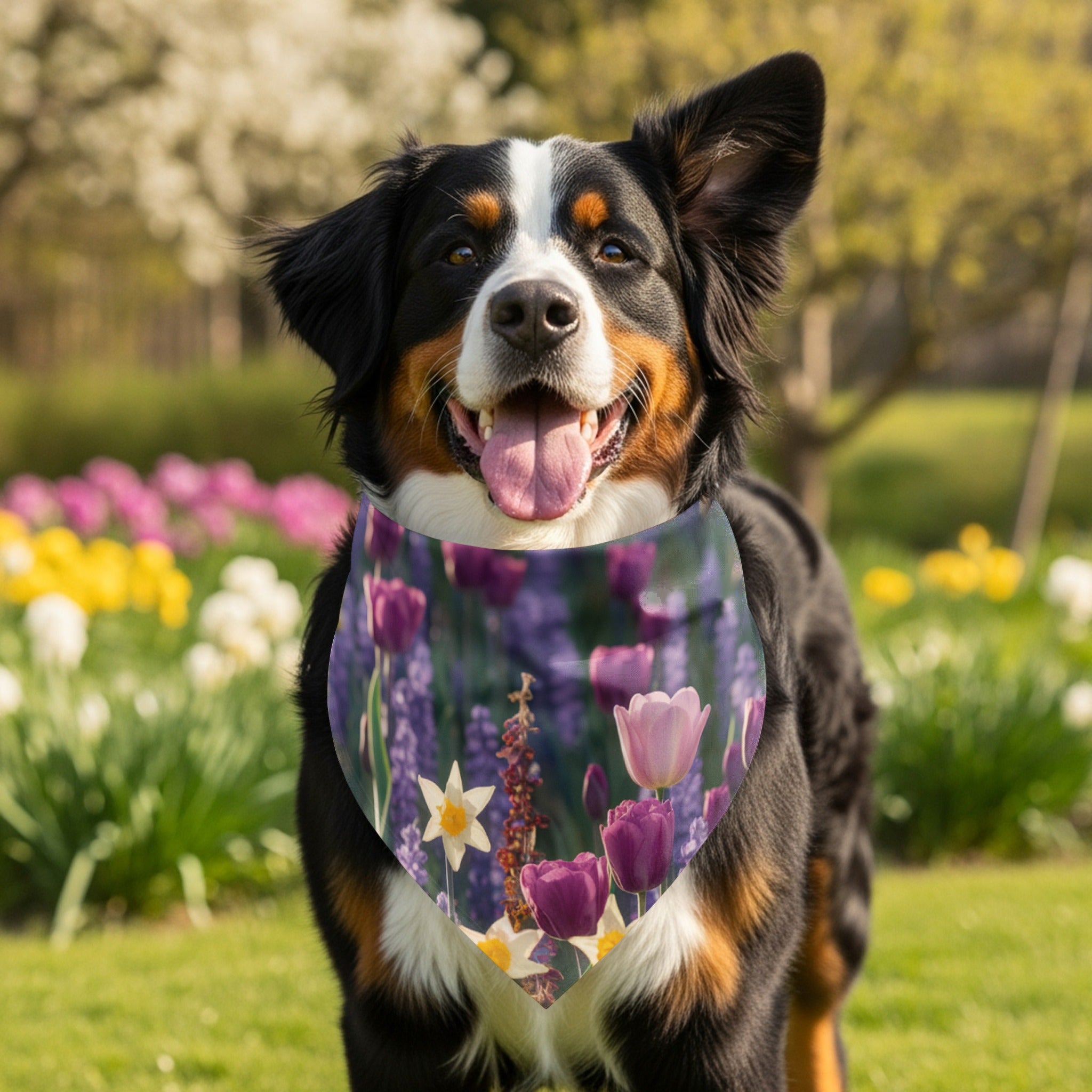 Colorful Tulip Garden Dog Bandana for Stylish Pets Product type