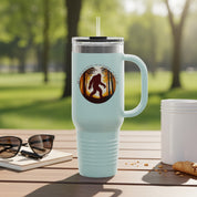 Bigfoot Silhouette Forest Graphic Light Blue Tumbler product
