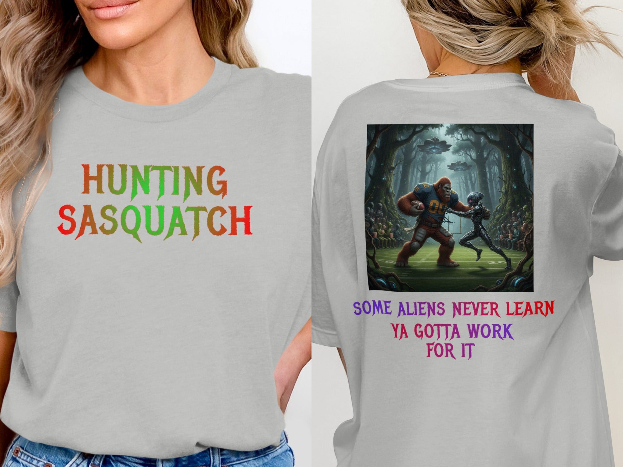 Funny Sasquatch Alien Parody Graphic Shirt