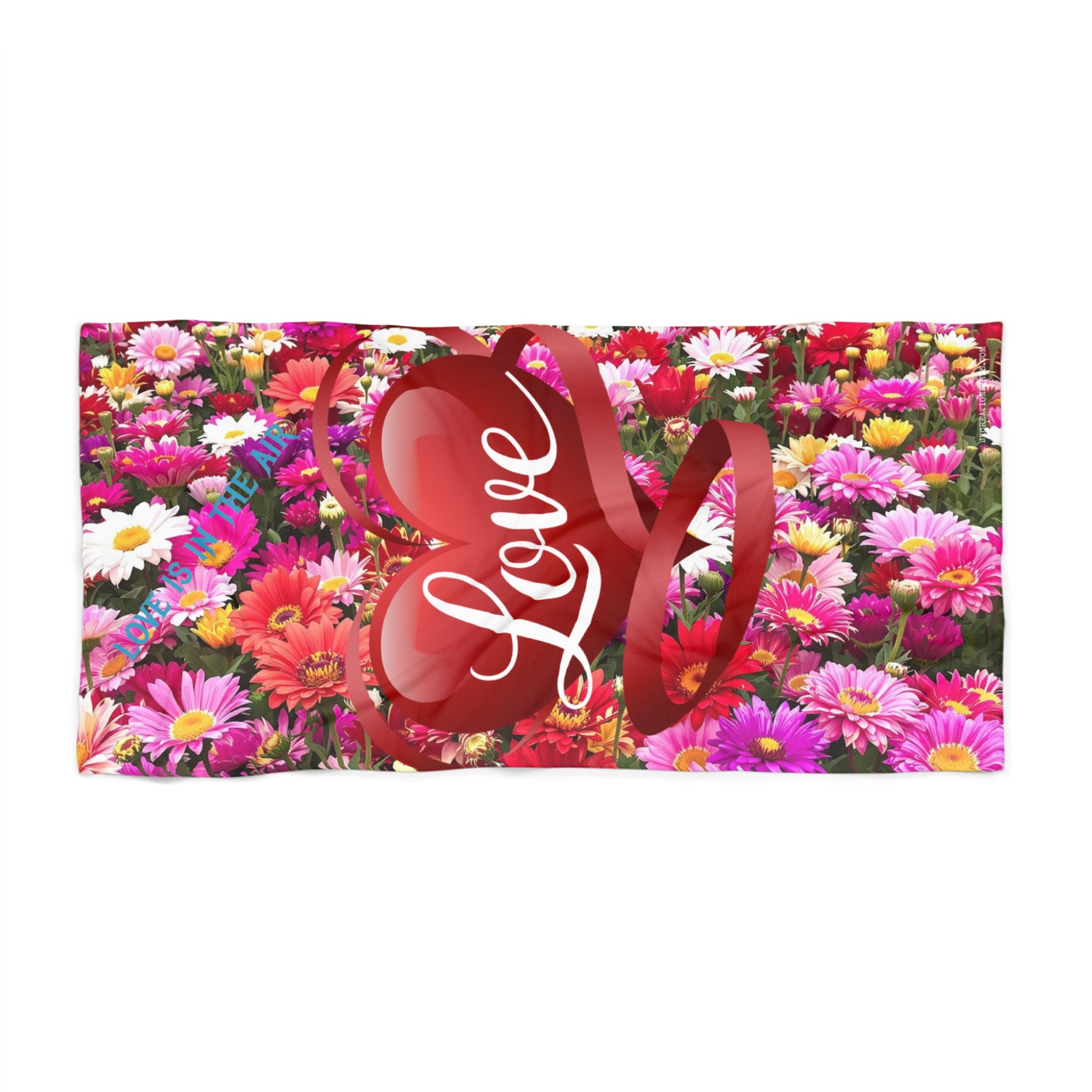 Colorful Floral Love Heart Design Towel product