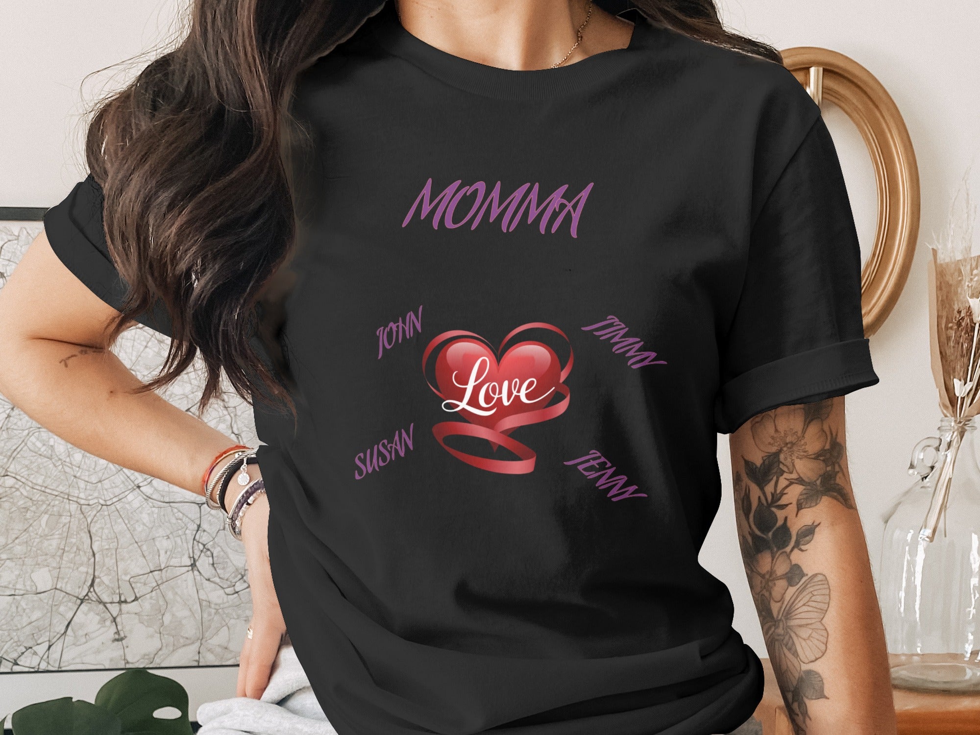 Custom Family Names Heart Design Women's Shirt product