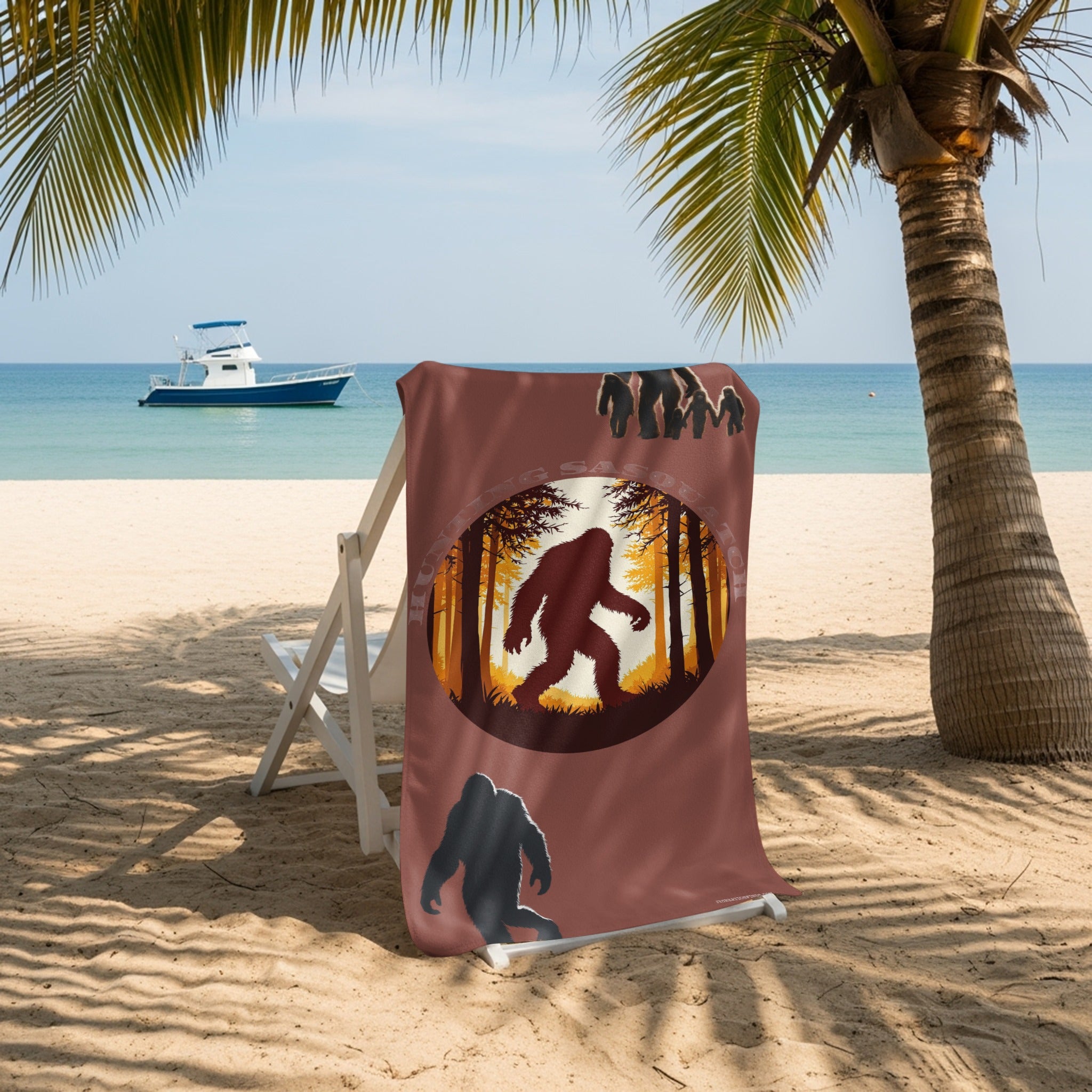 Bigfoot Silhouette Beach Scene Graphic Towel product
