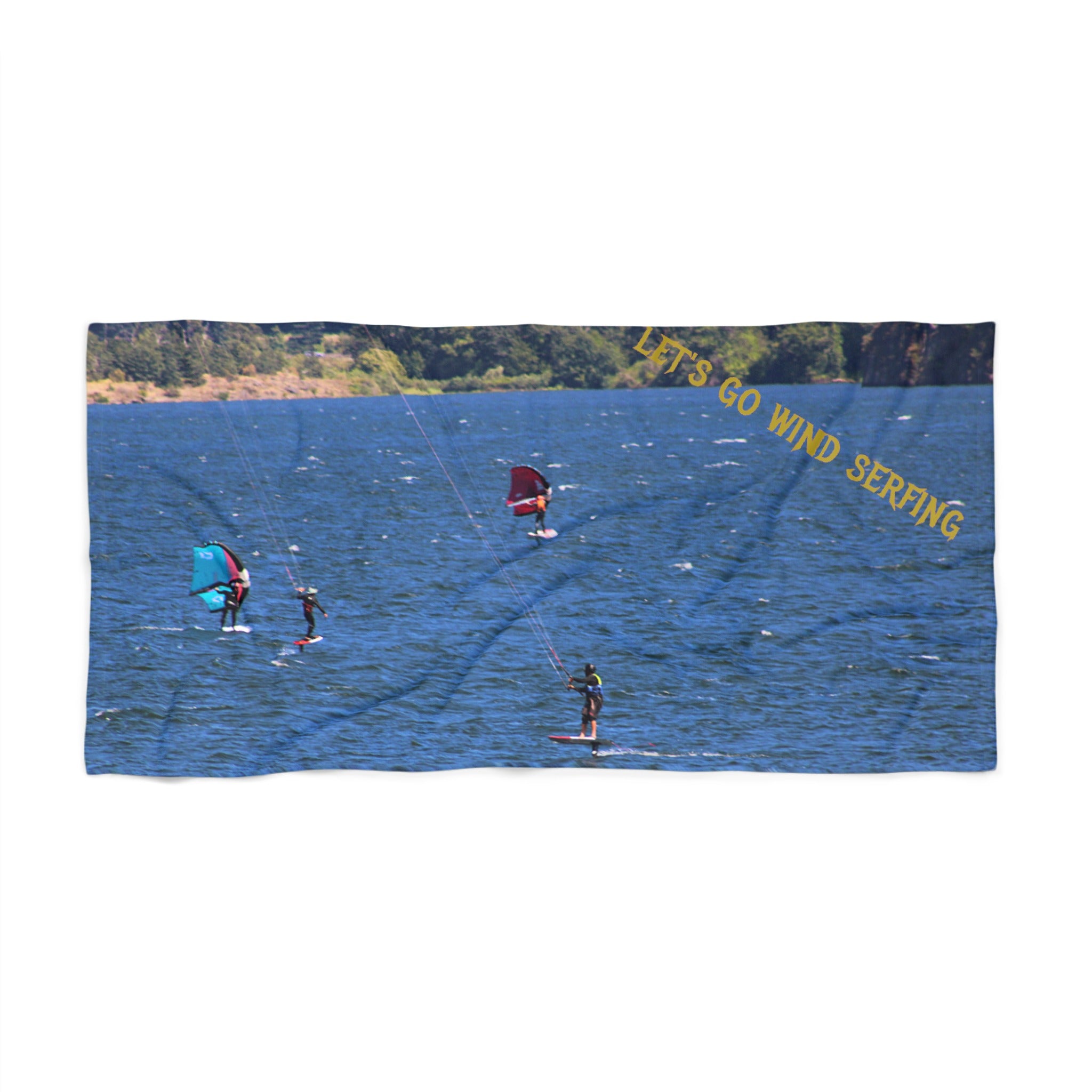 Let's Go Wind Surfing Graphic Beach Towel product