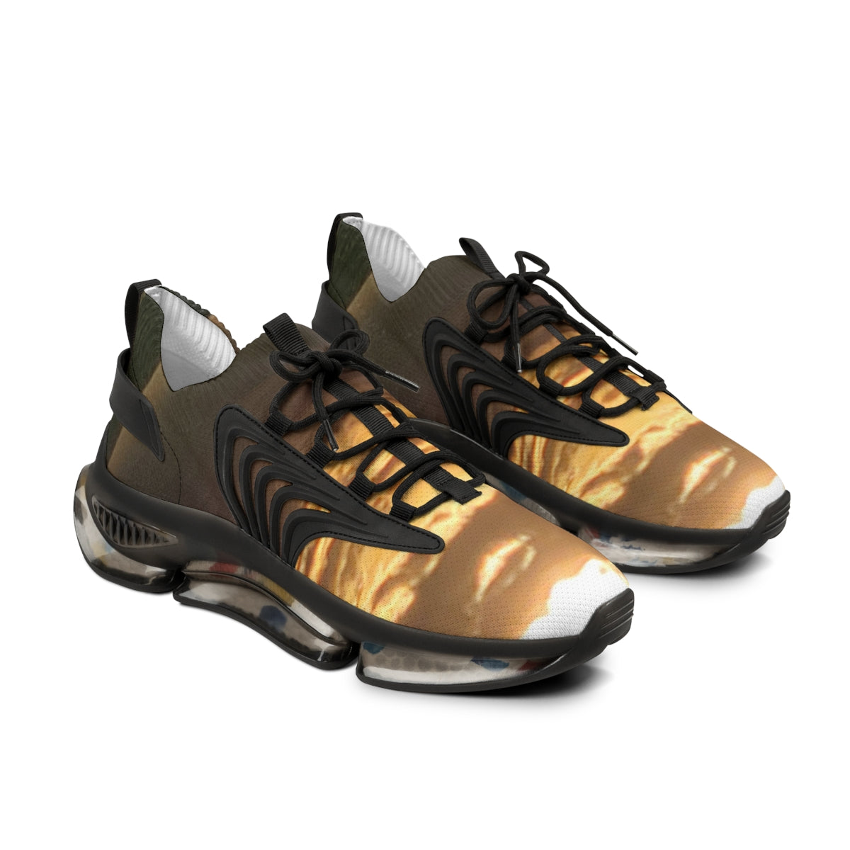 Abstract Art Design Zipped Lace Up Athletic Shoes