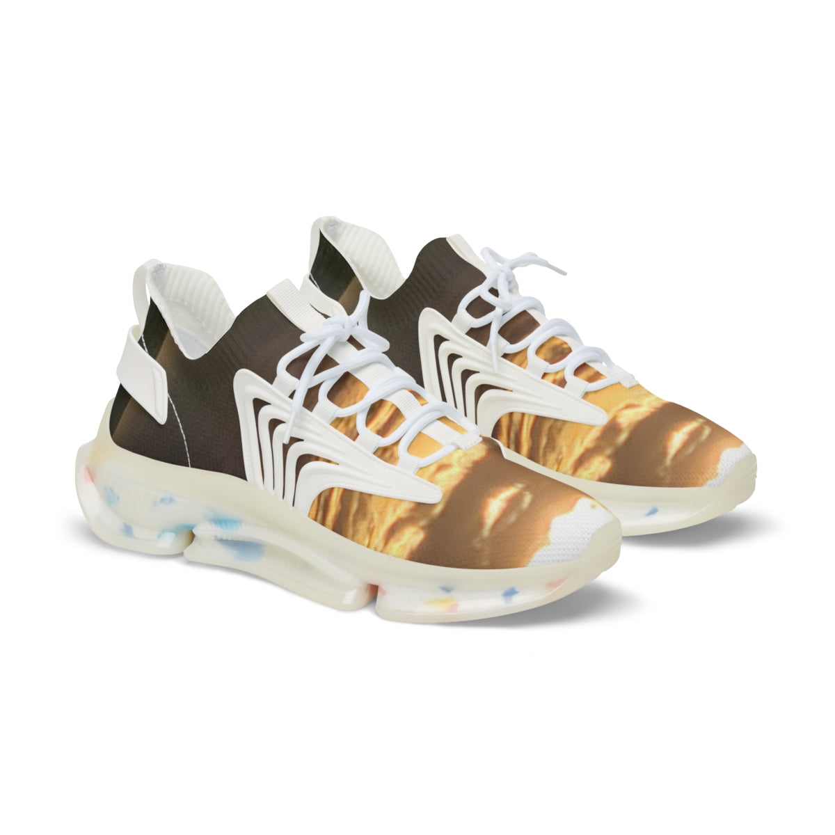 Stylish futuristic printed lace-up sneaker product