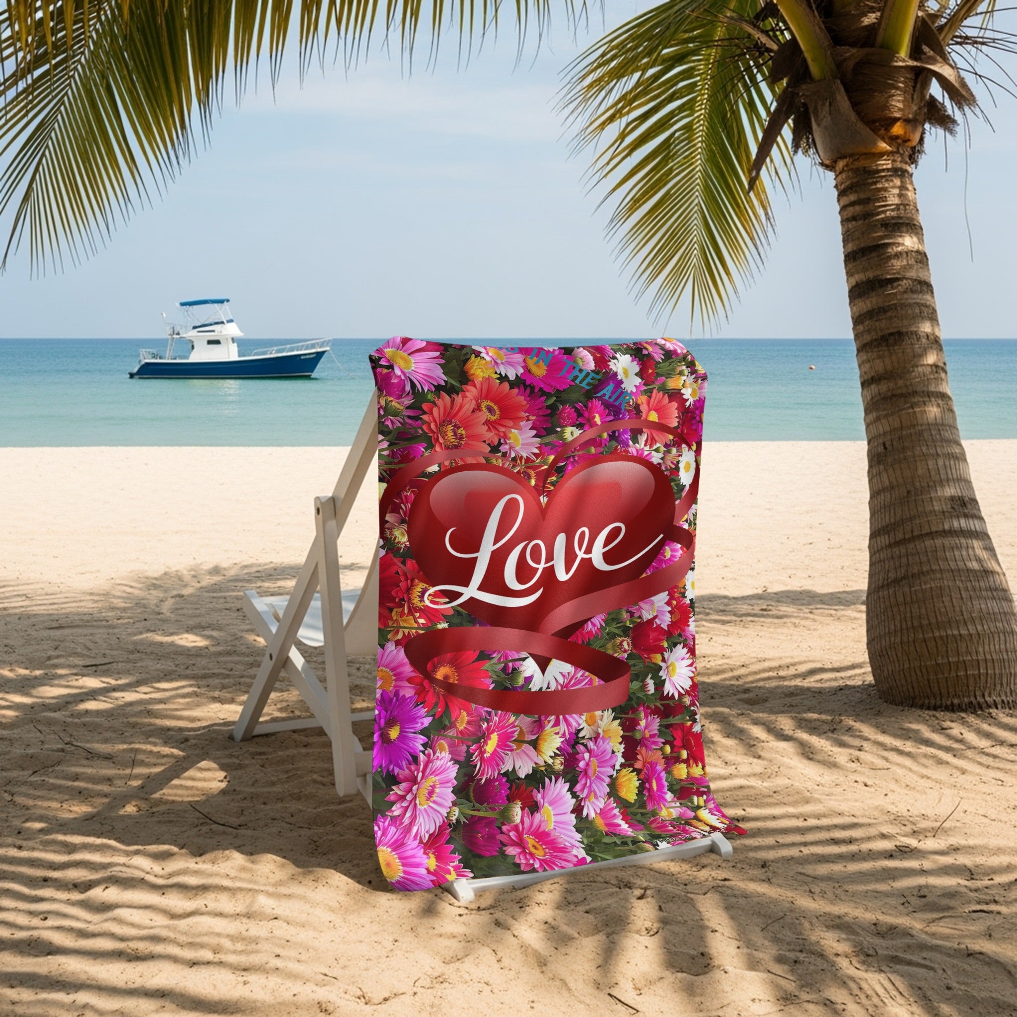 Heart and Floral Design Love Beach Towel product