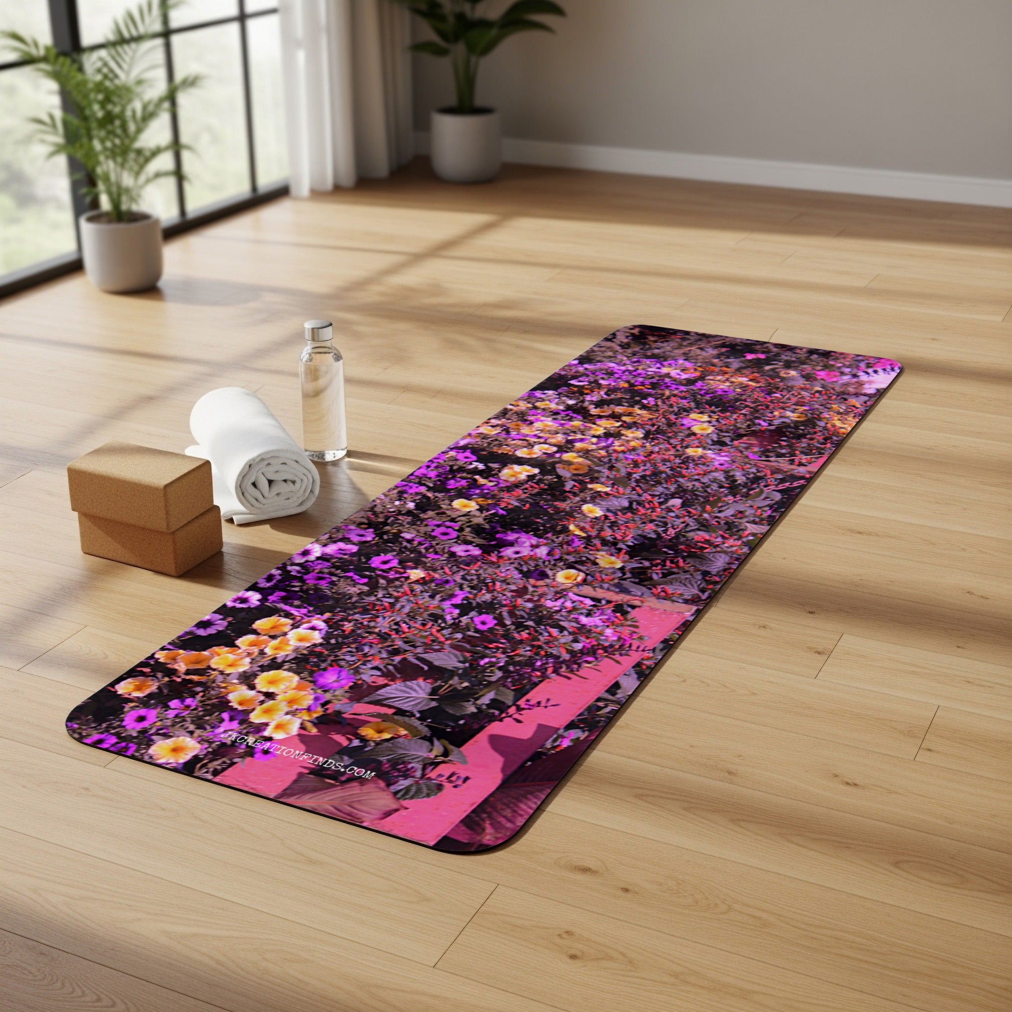 Vibrant Floral Patterned Fitness Mat for Yoga product