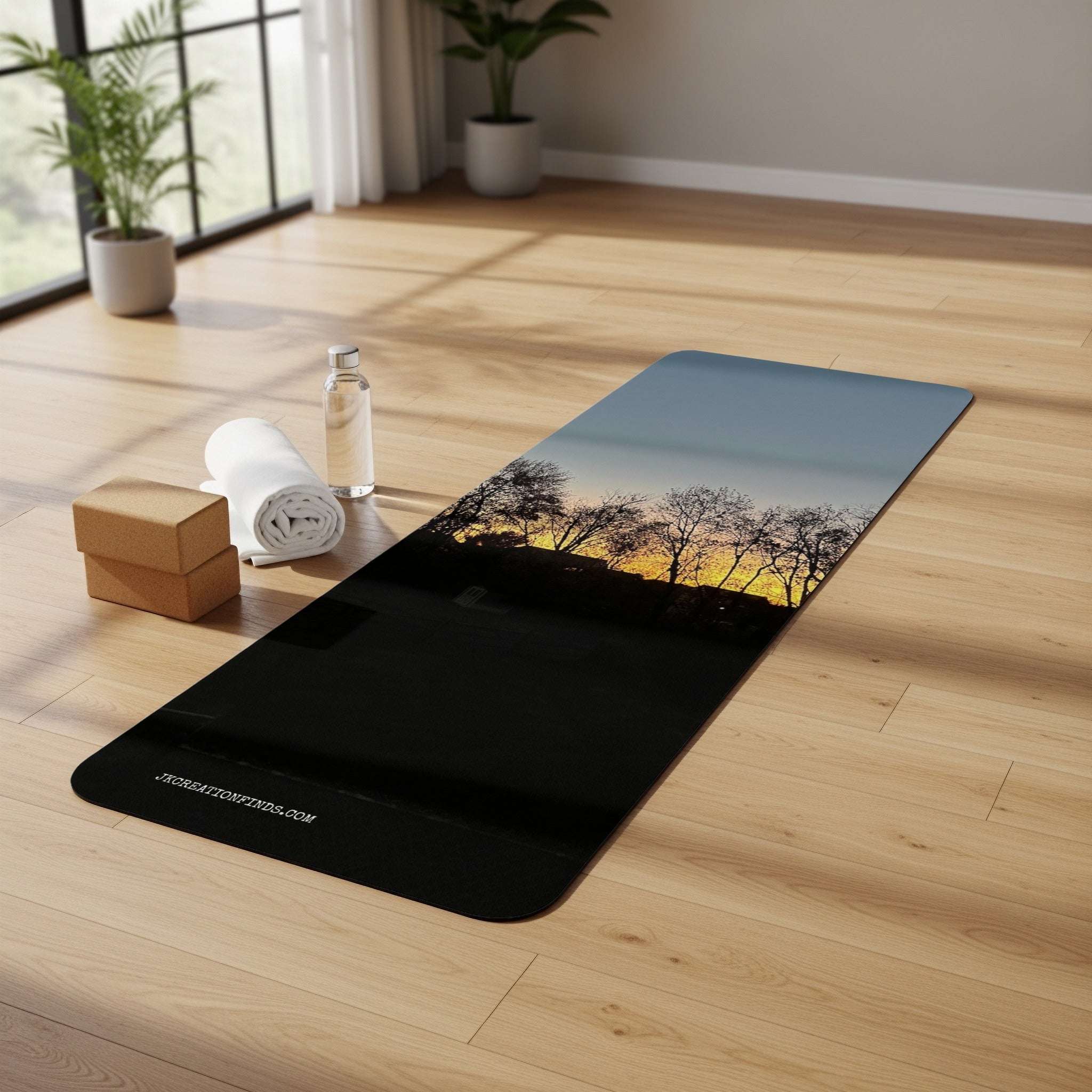 Sunset Tree Line Print Non-Slip Yoga Mat product