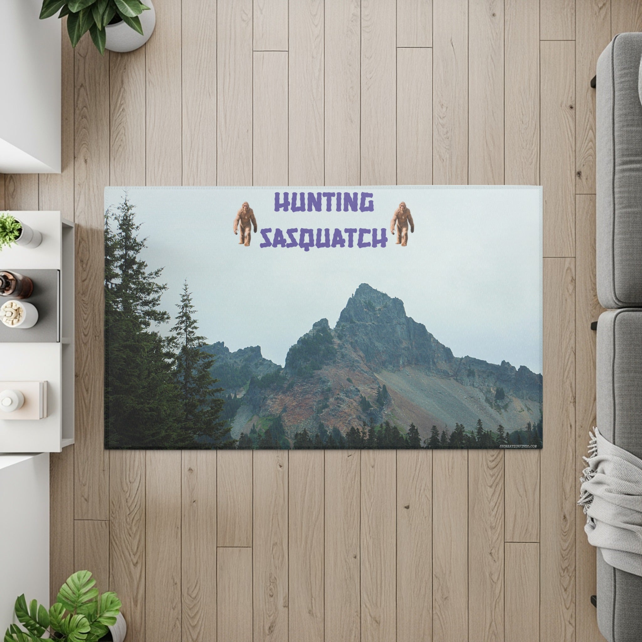 Hunting Sasquatch Mountain Print Rug product type
