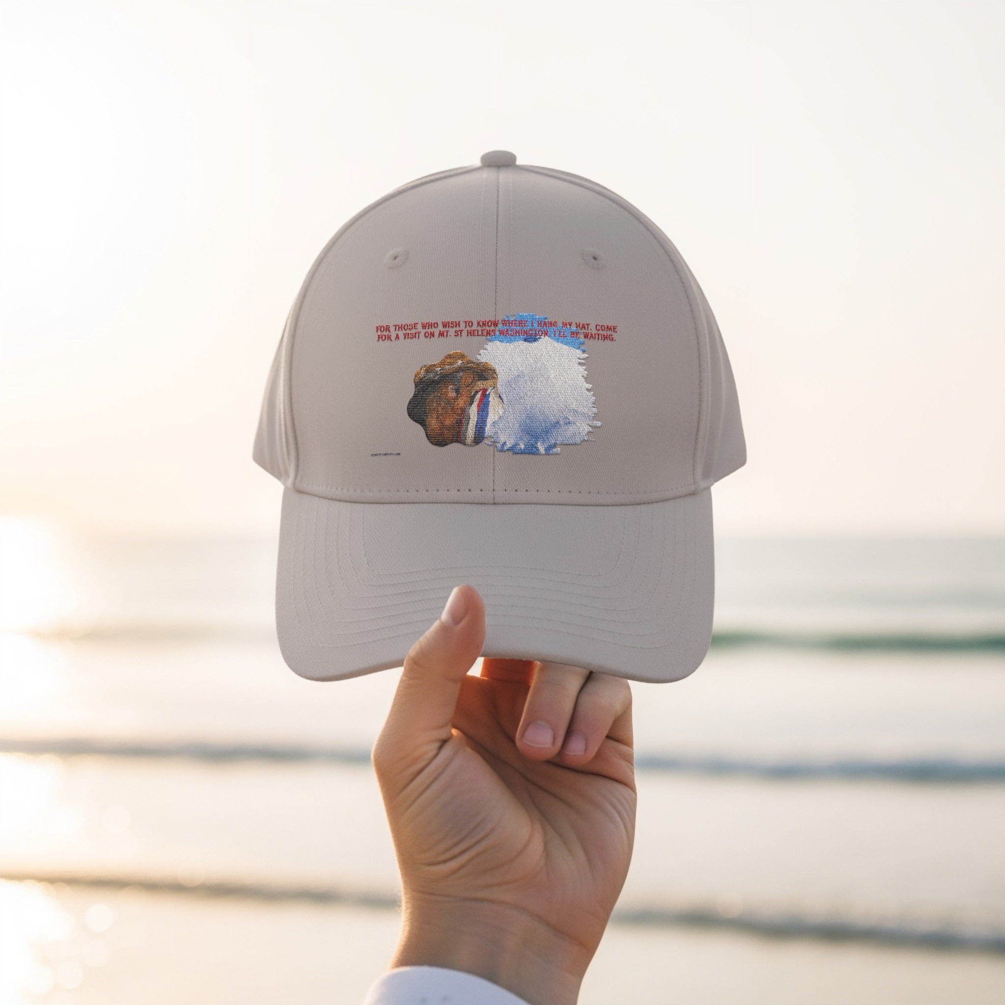 Stylish Beige Baseball Cap with Artistic Design product