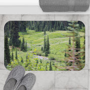 Serene Forest Landscape Design Bathroom Mat