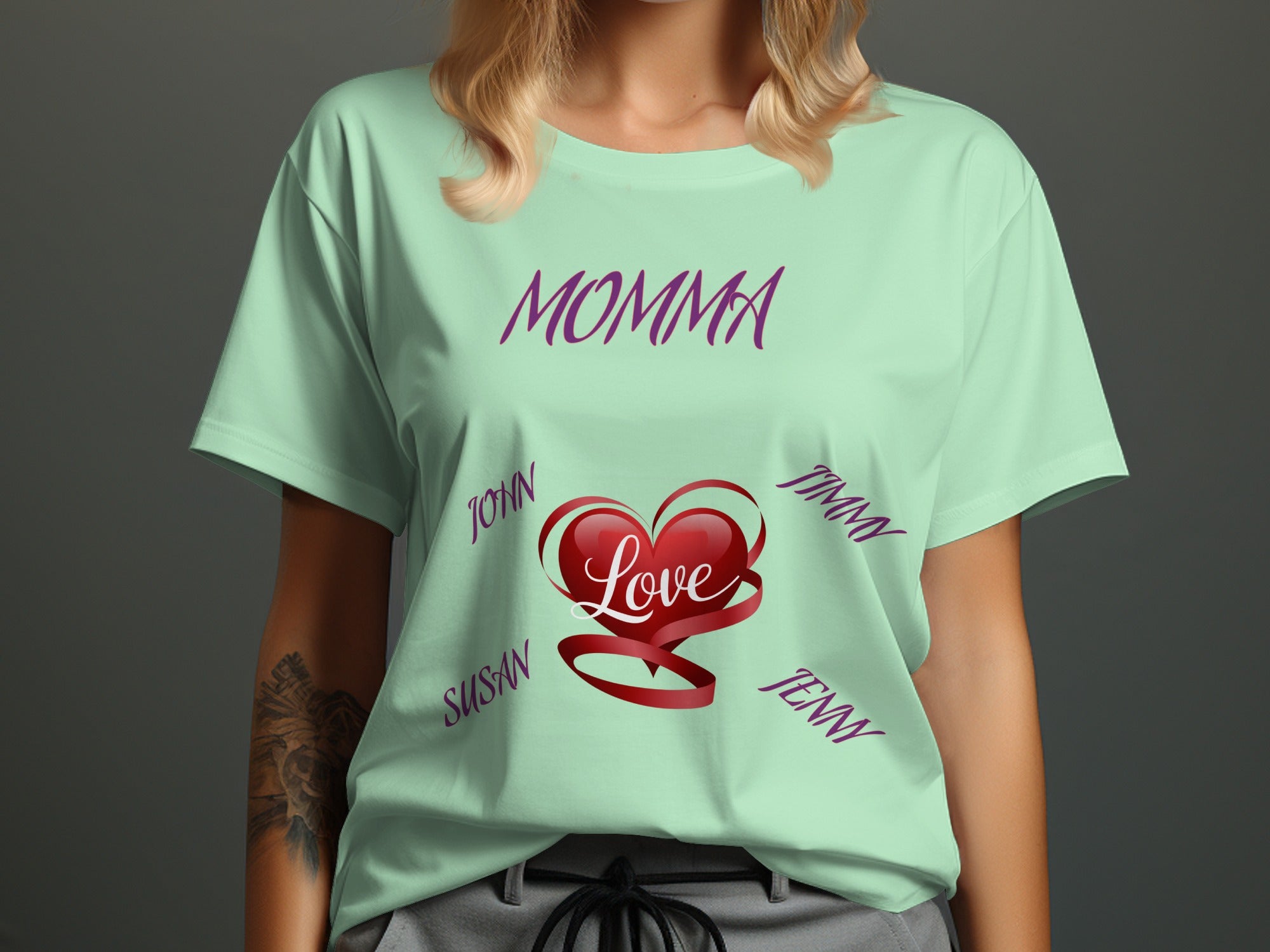 Personalized Momma Heart Love Graphic Shirt product
