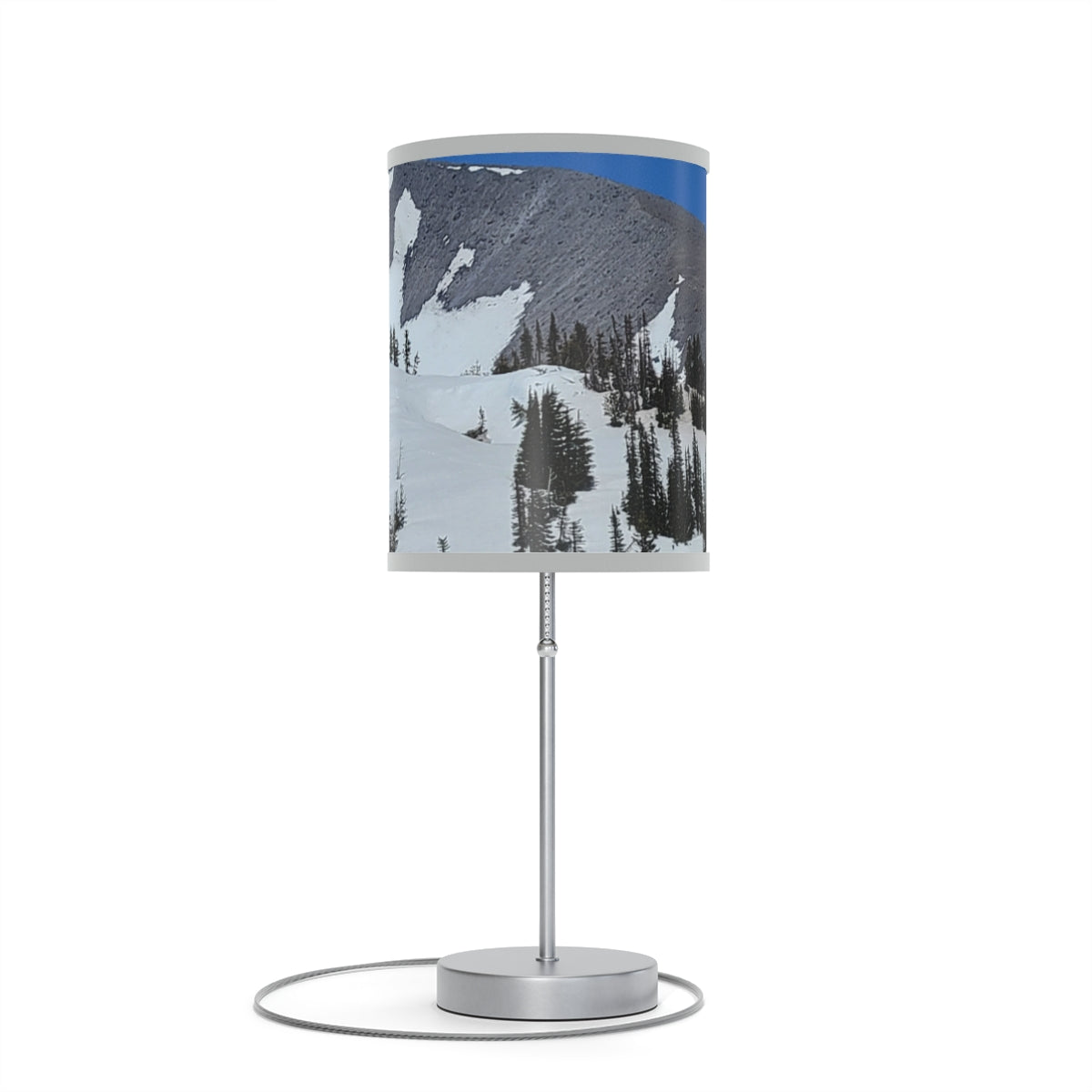 Snowy Mountain Scene Desk Lamp Decor Accessory