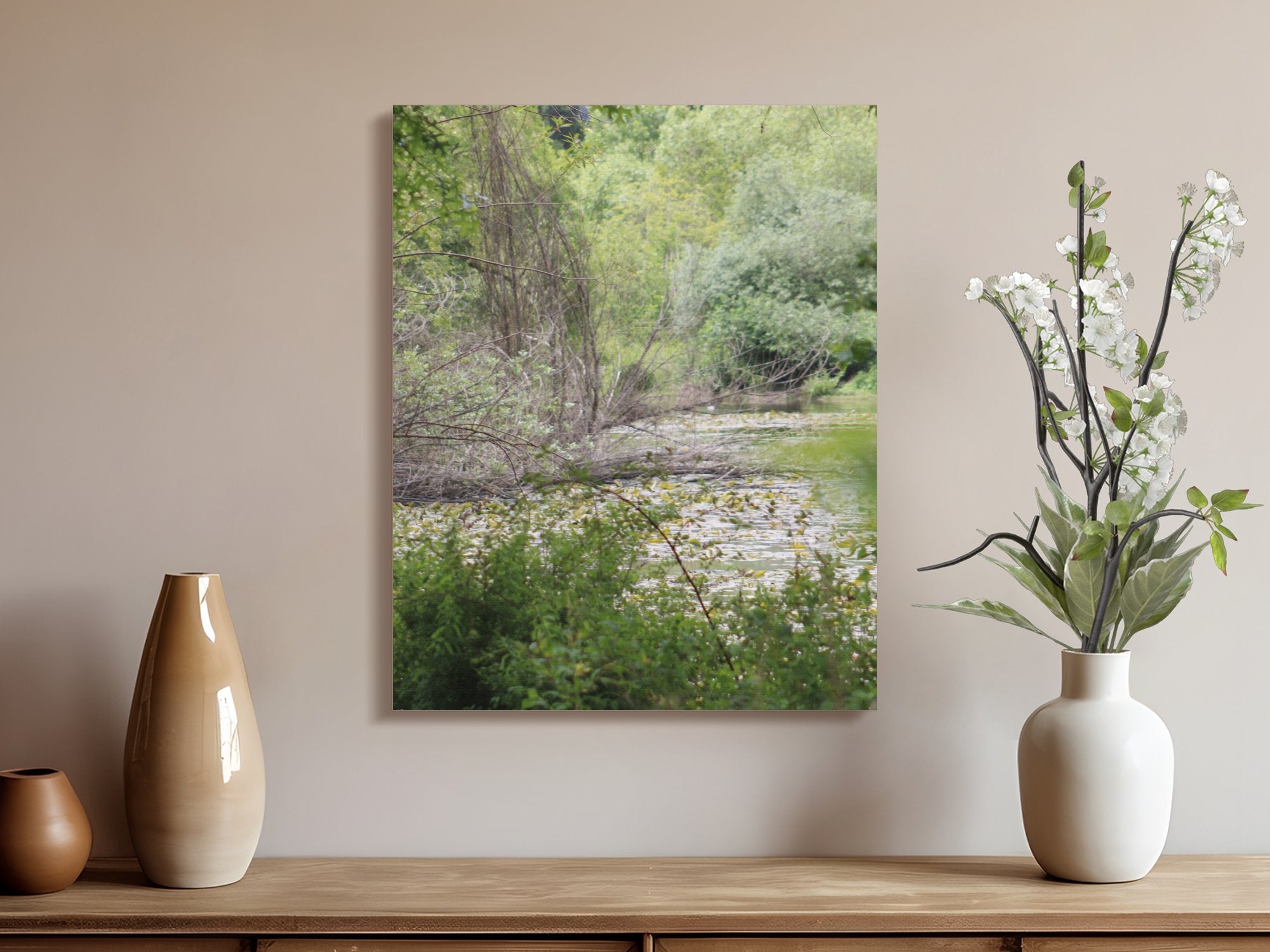 Serene Riverbank Landscape Wall Art Canvas product