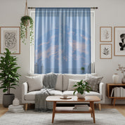 Stylish Blue Mountain Print Sheer Curtain for Living Room