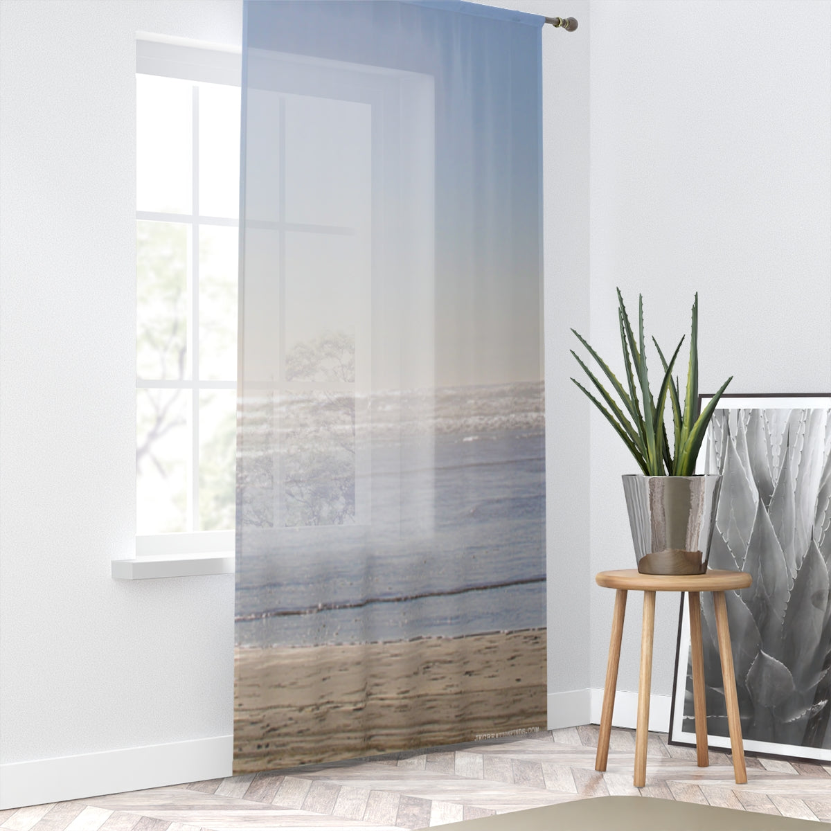 Serene Ocean View Window Curtain, Beach Scene Curtains, Coastal Home Decor, Relaxing Seascape Window Treatment, Calming Beach Photography