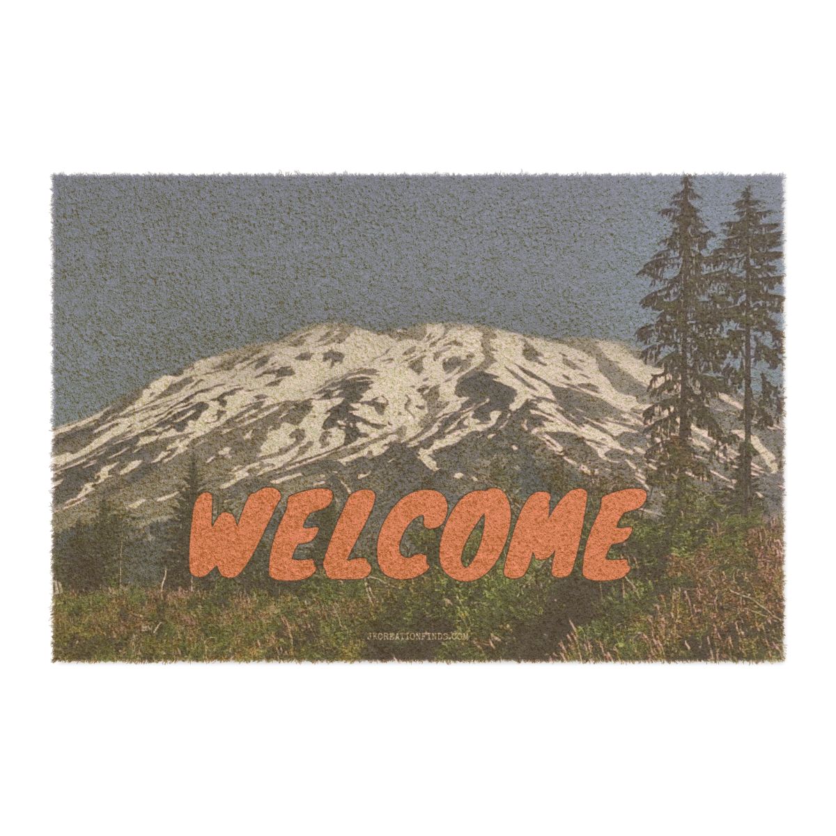 Welcome Doormat with Mountain Scene  Home Decor Entry Mat