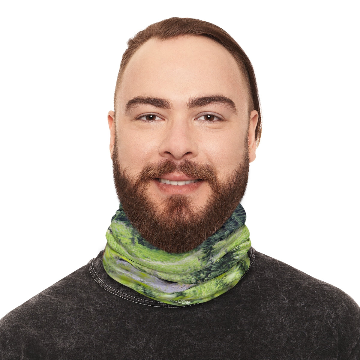 Vibrant Green and Black Patterned Neck Gaiter