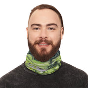 Vibrant Green and Black Patterned Neck Gaiter