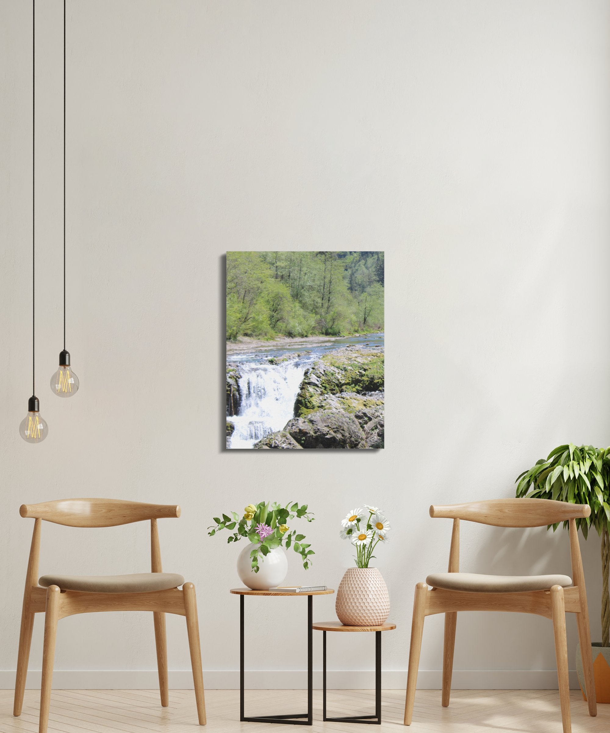 Serene Waterfall in Forest on Wall Art product type