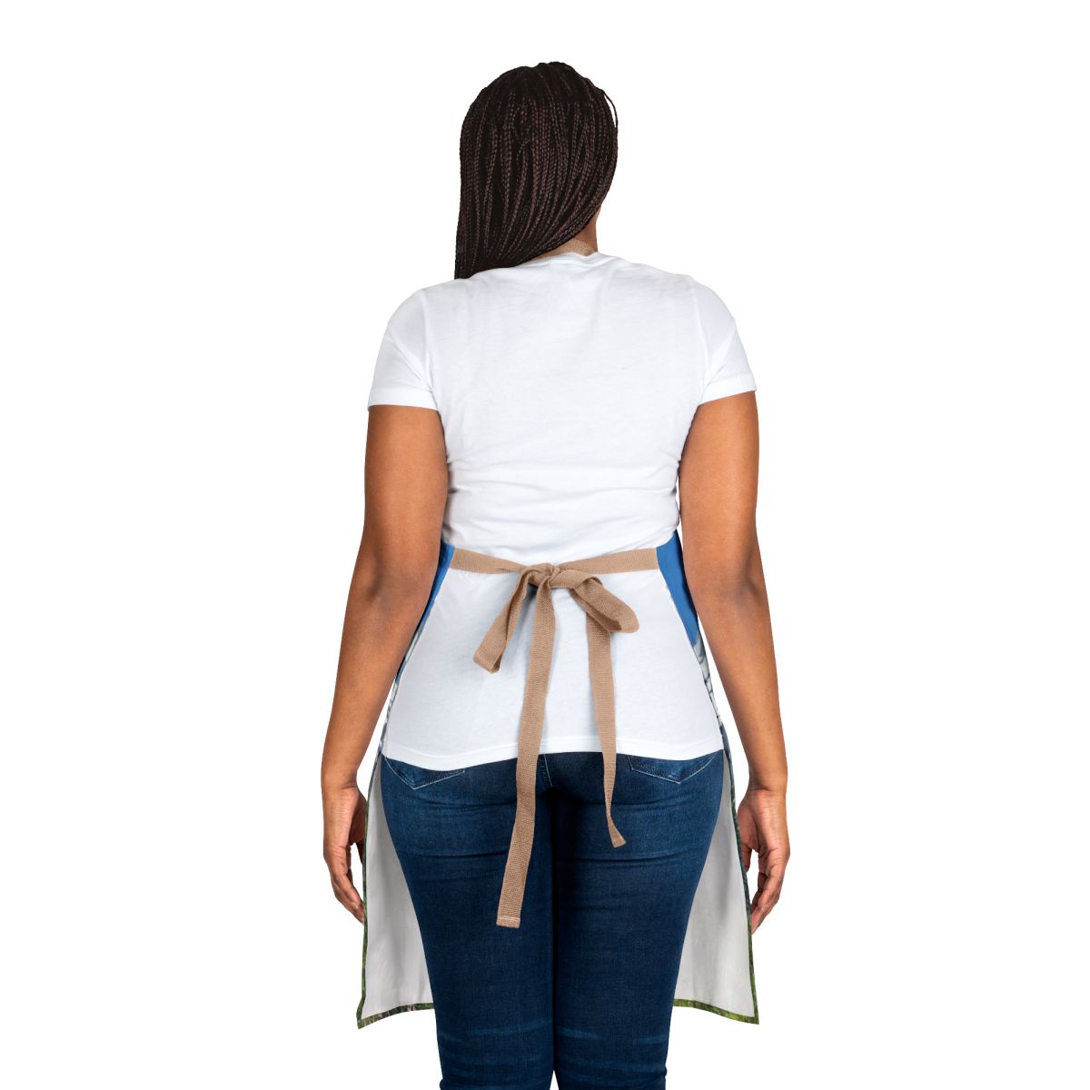 Stylish Tie-Back White and Blue Apron for Various Uses