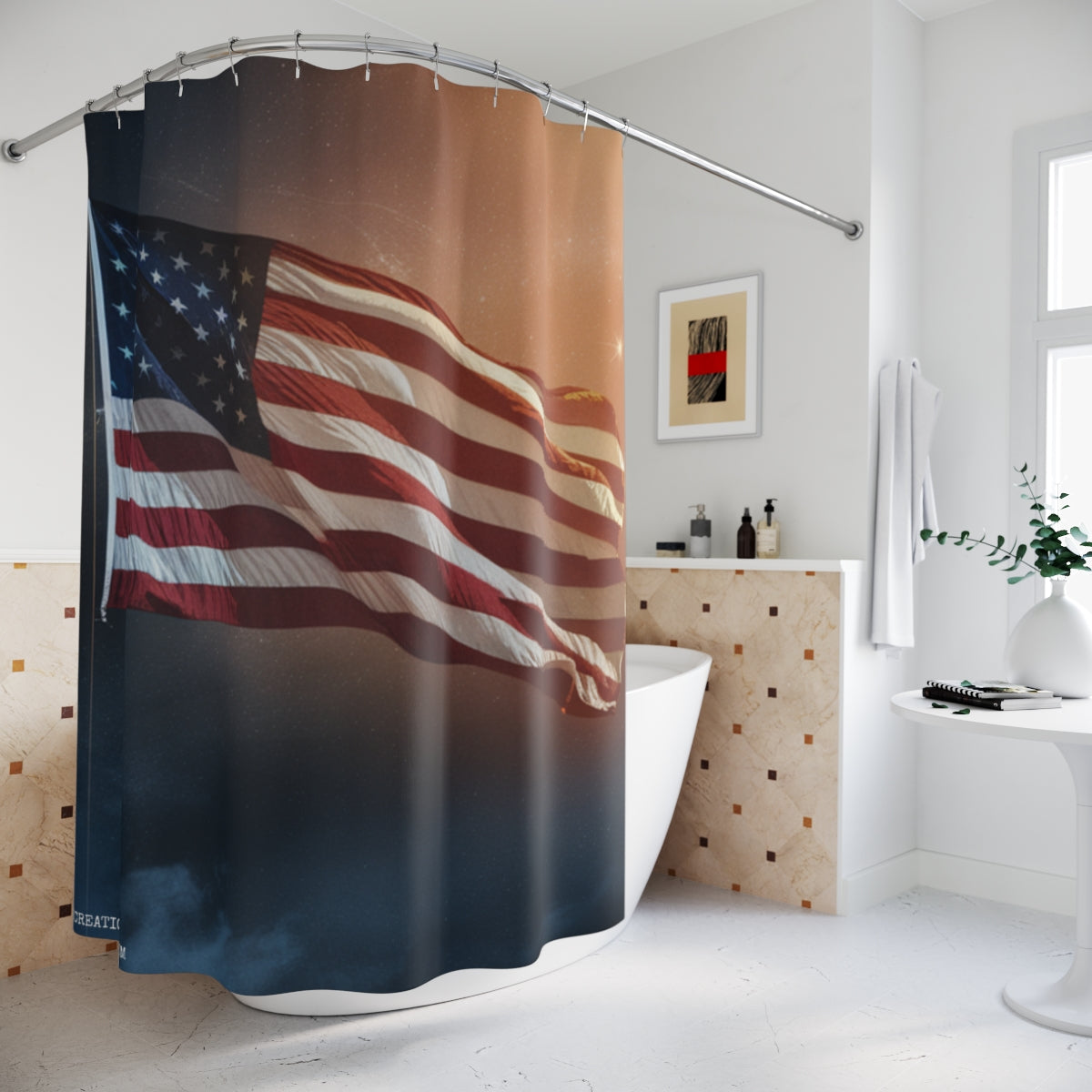 American Flag Design Bathroom Decor Shower Curtain