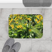 Bright Yellow Sunflower Field Print Bath Mat