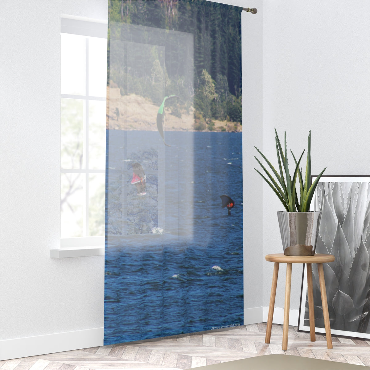 Scenic Lake View With Forest Sheer Curtain