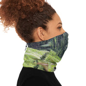Green Patterned Adjustable Neck Gaiter for Outdoor Activities