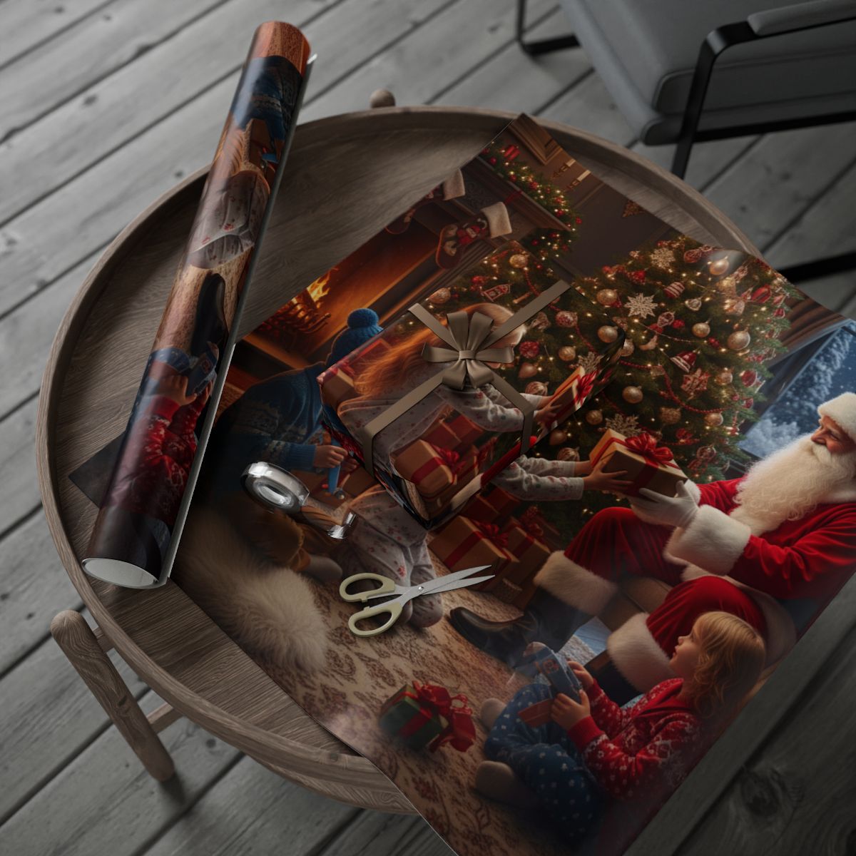 Santa Claus and Christmas Tree Wrapping Paper Roll