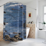 Ocean Waves and Rocks Bathroom Shower Curtain Decor