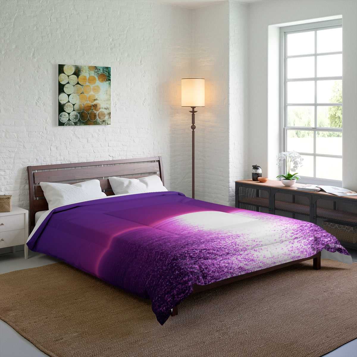 Purple and White Gradient Bedding Set Duvet Cover