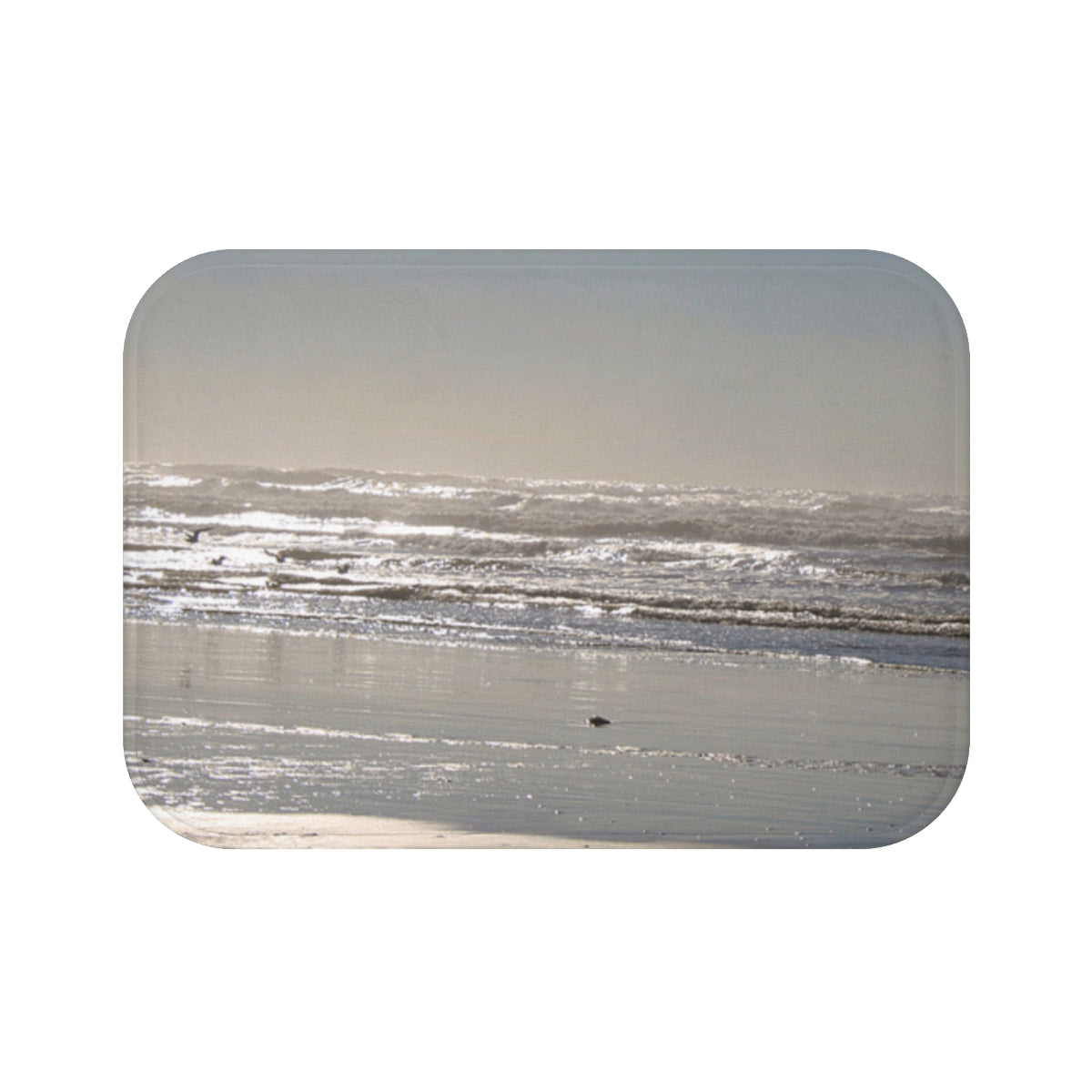 Serene Ocean Waves Captured at Dawn Bath Mat