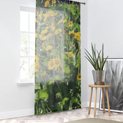 Yellow Flower Window Curtain, Golden Aster Floral Drapes, Botanical Nature Home Decor, Bright Spring Summer Sunlight Window Treatment