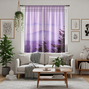 Misty Mountain Window Curtain, Purple Mountain Range View, Mountain Landscape Decor, Scenic Nature Art Curtain, Home Decor Curtains