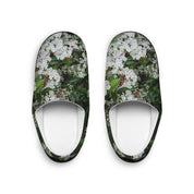 Elegant Floral Design with Green Leaves Print Slippers