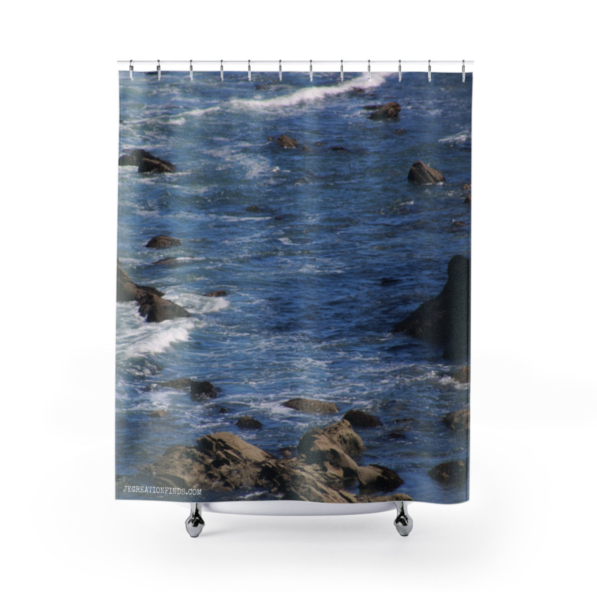 Tranquil Ocean and Rocks Photo Print Shower Curtain