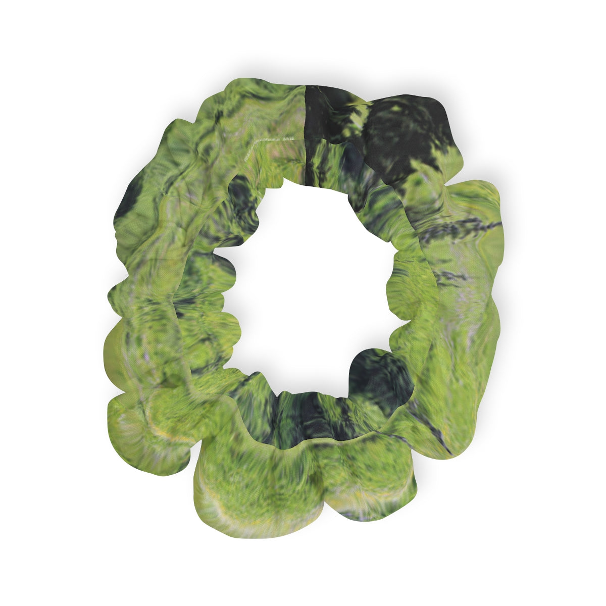 Vibrant Green and Black Pattern Scrunchie Hair Accessory